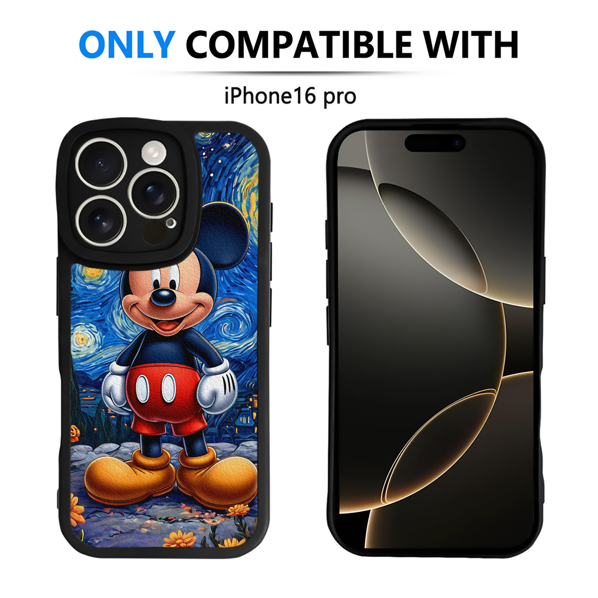 （画像用） ミッキーマウス Mickey Mouse 【iPhone 16シリーズ対応】シリコンスマホケース（レザー調） 材質：シリコン